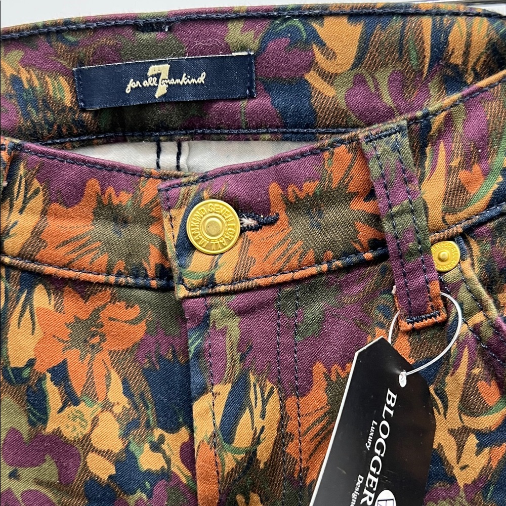7 For All Mankind Multicolor Floral Skinny Jeans - Picture 4 of 8